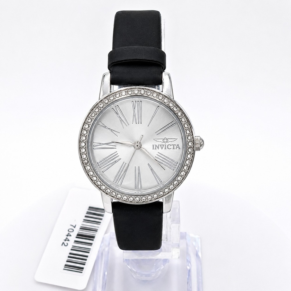 Invicta Celestial Ethera 70442 Women's Watch Silver Black Leather 31mm New